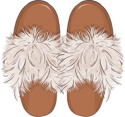 slippers with fur fashion apparel illustration comfortable home shoes