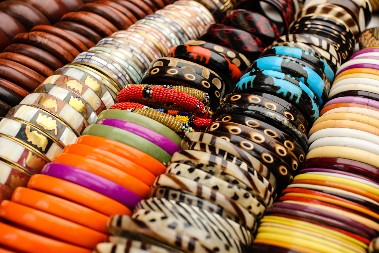 Many braclets at african market